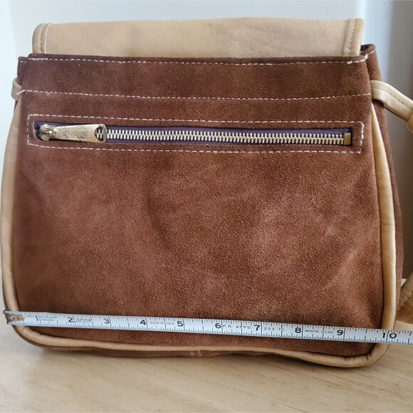 60s/ 70 Leather & Suede Shoulder Handbag Top Flap Purse Artisan Crafted OOAK Vtg - Picture 16 of 16